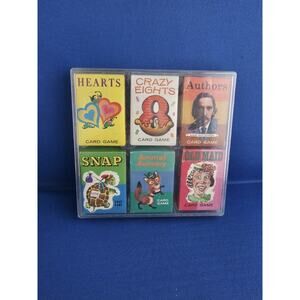 Set of 6 Whitman Mini Card Games - Hearts, Crazy 8s, Authors, Snap, Old Maid +